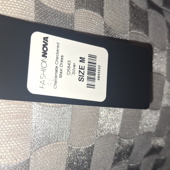 Fashion Nova /Silver Checkmate Checkered Maxi Dress- W Sz Medium - Picture 8 of 9